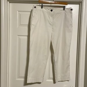 Thick white Talbots chino crop pants. Size 14